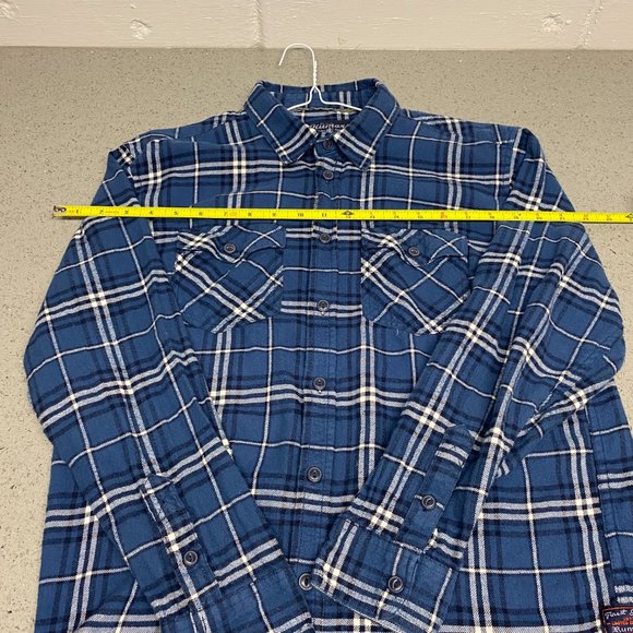 Boys Blue Plaid Flannel Button Up Long Sleeve Shirt Size: XL 100% Cotton - Picture 3 of 6